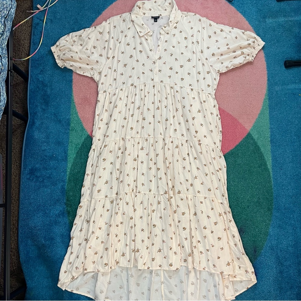 Torrid Floral Maxi Dress Prairie Cottagecore Collared Tiered Ditsy Size 1X